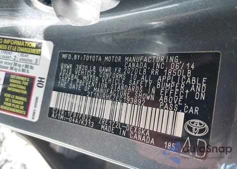 2014 Toyota Corolla S Plus from USA, damaged, VIN 2T1BURHE7EC193892